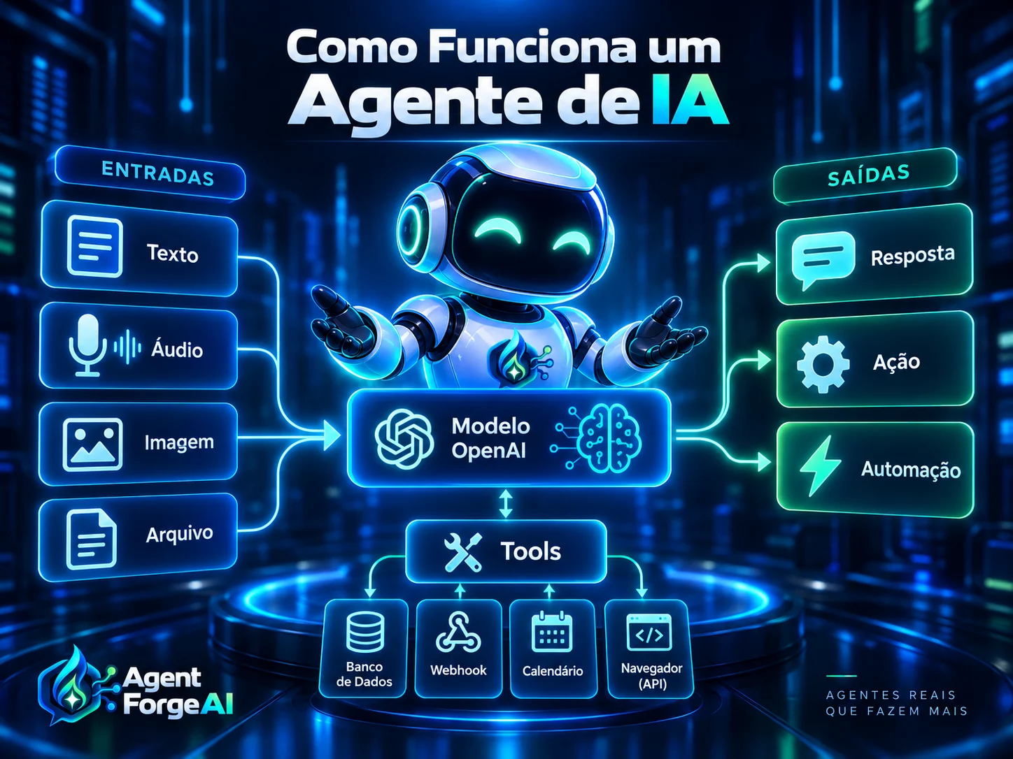 Fluxo de funcionamento de um agente de IA